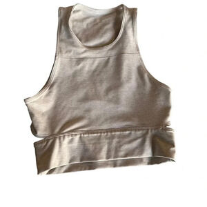 Outdoor voices open back bra in heathered oatmeal size XS